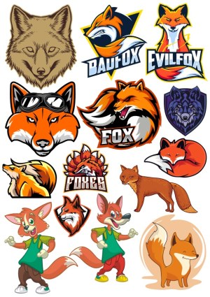 Collection of Fox and Wolf Vector Logos and Cartoon Characters Free Vector
