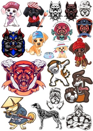 Collection of Dog and Bulldog Character Vector Illustrations Free Vector