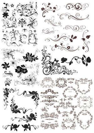 Decorative Floral and Ornamental Vector Elements Collection Free Vector