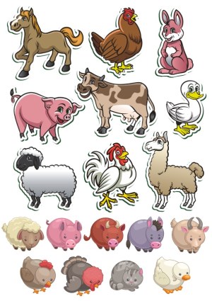 Set of Farm and Domestic Animal Cartoon Vectors Free Vector