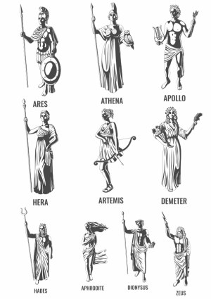 Greek Mythology Gods and Goddesses Vector Set Free Vector