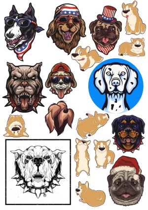 Collection of Various Dog Head Vectors with Accessories and Expressions Free Vector