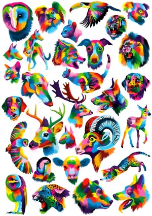 Colorful Pop Art Animal Head Illustrations Vector Free Vector