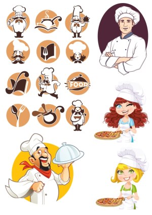 Chef Characters and Culinary Icons Vector Collection Free Vector