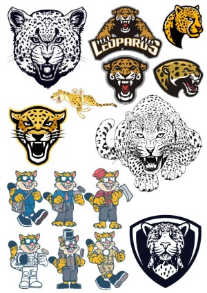 Collection of Leopard and Panther Vector Mascots and Illustrations Free Vector