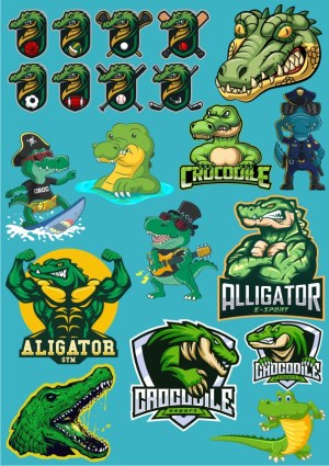 Alligator and Crocodile Sports and Character Vector Set Free Vector