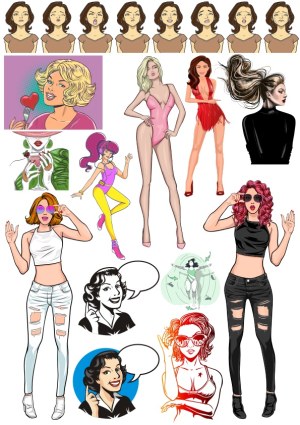 Diverse Female Characters and Expressions Vector Set Free Vector