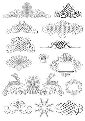 Decorative Ornamental Flourishes and Frame Elements Vector Set Free Vector