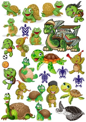 Collection of Cartoon Turtle and Tortoise Characters Free Vector