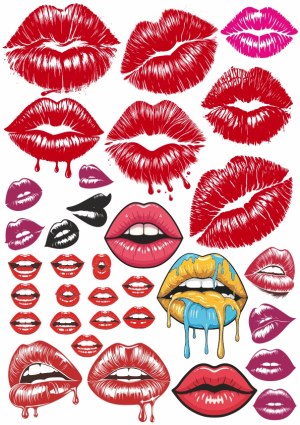 Collection of Artistic Lip Prints and Mouth Illustrations Free Vector