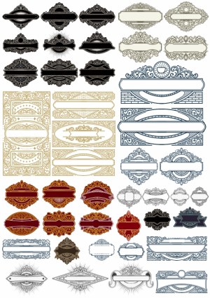 Ornate Vintage Decorative Label and Frame Vector Set Free Vector