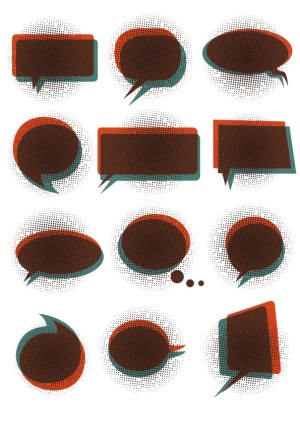 Retro Halftone Comic Speech Bubbles Set Free Vector