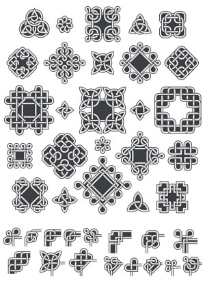 Collection of Celtic Knot Vector Designs and Corner Elements Free Vector