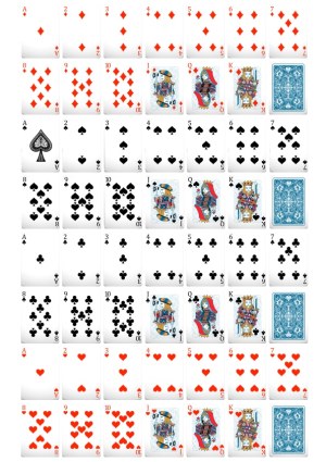 Complete Standard Deck of Playing Cards with Blue Backs Vector Free Vector