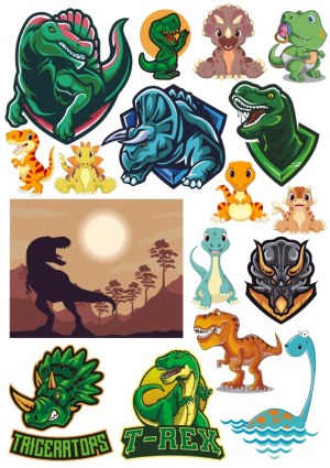 Colorful Dinosaur Vector Illustrations and Logos Free Vector