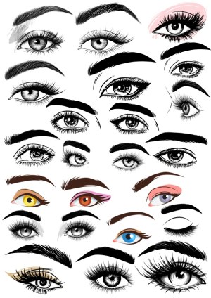 Vector Collection of Diverse Female Eyes and Eyebrows Free Vector