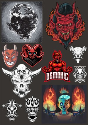 Collection of Demonic and Skull Vector Art Illustrations Free Vector