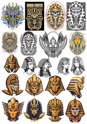 Ancient Egyptian Pharaoh and Queen Vector Illustrations Free Vector