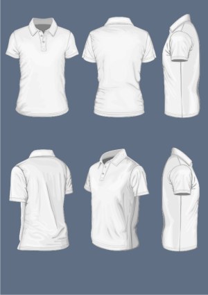 White Polo Shirt Mockup Set with Multiple Views Free Vector