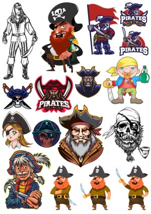 Collection of Pirate Characters and Logos Vector Set Free Vector
