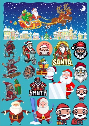 Santa Claus and Christmas Elements Vector Set Free Vector