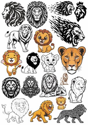 Collection of Lion Illustrations and Mascots Free Vector