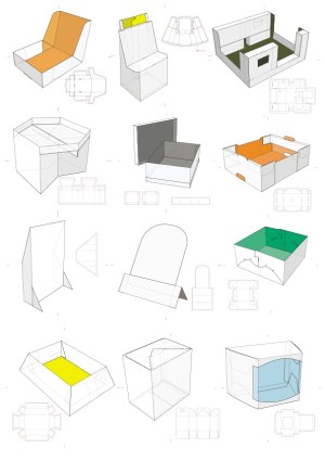 Vector Pack of Various 3D Packaging Box Templates with Color Accents Free Vector