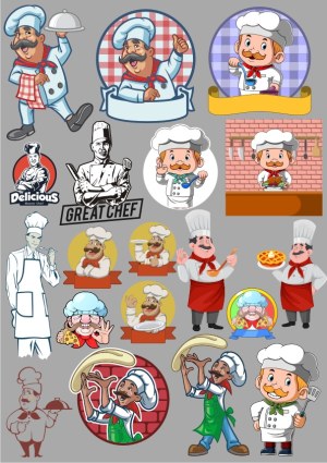 Cartoon and Vintage Chef Character Vector Collection Free Vector