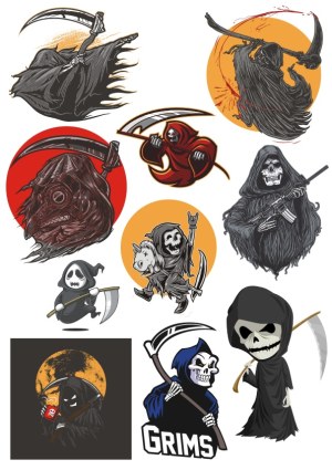 Grim Reaper Vector Collection with Scythes and Skeleton Figures Free Vector