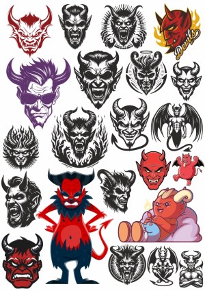 Collection of Devil and Demon Vector Illustrations Free Vector