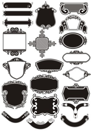Set of Ornate Black Vintage Label and Frame Vectors Free Vector