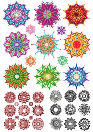 Colorful and Monochrome Ornamental Mandala Floral Vector Collection Free Vector