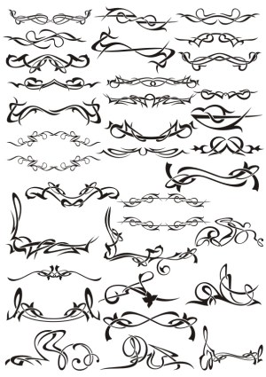 Collection of Black Ornate Decorative Swirls and Flourishes Free Vector