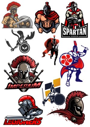 Collection of Spartan and Roman Warrior Vector Illustrations Free Vector