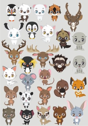 Collection of Cute Cartoon Forest and Arctic Animals Free Vector