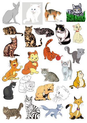 Collection of Various Cat Illustrations and Cartoons Free Vector