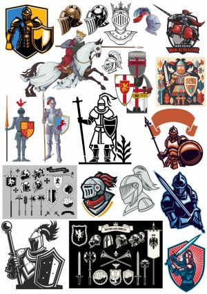Collection of Medieval Knights and Armor Vector Illustrations Free Vector