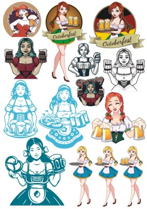 Oktoberfest Beer Girl Vector Collection Free Vector