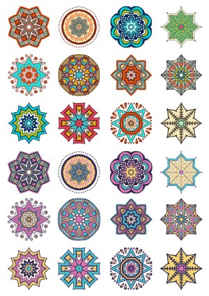 Colorful Mandala and Starburst Vector Set Free Vector