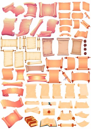 Collection of Vintage and Ancient Scrolls and Parchments Vector Set Free Vector