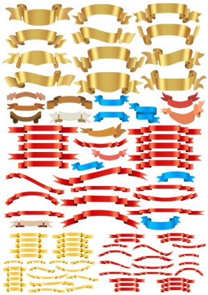 Colorful Decorative Ribbon Banner Collection Free Vector