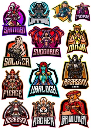Set of Female Fantasy and Sci-Fi Character Badges Free Vector