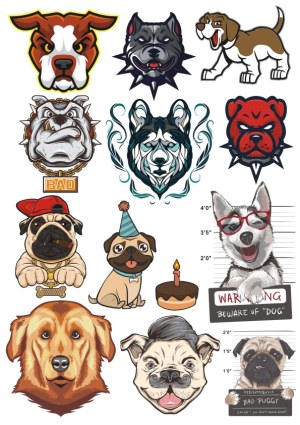 Collection of Various Dog Breed Vector Illustrations and Mascots Free Vector