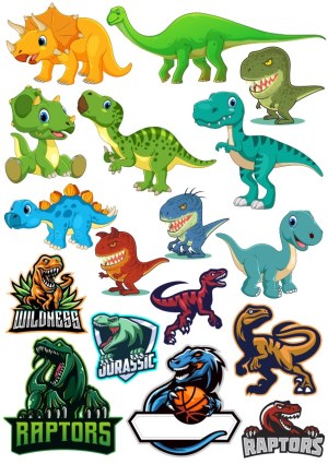 Cartoon Dinosaurs and Dinosaur Sports Logos Vector Collection Free Vector