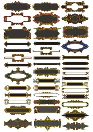 Ornate Vintage Label and Border Vector Collection Free Vector