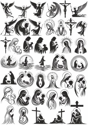 Religious Christian Silhouette Vector Collection Free Vector
