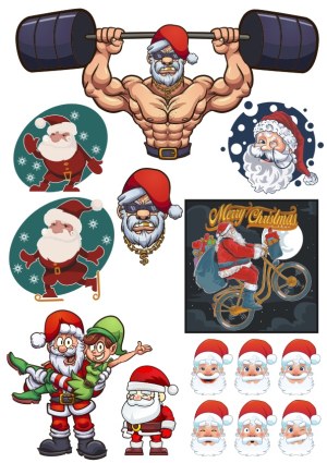 Collection of Cartoon Santa Claus Characters and Expressions Free Vector