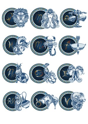 Stylized Zodiac Signs Vector Set with Detailed Animal and Mythical Figures Free Vector