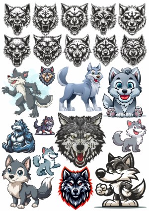 Wolf Head Illustrations and Cartoon Wolf Characters Free Vector