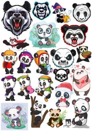 Collection of Cartoon Panda and Bear Characters in Various Styles and Activities Free Vector